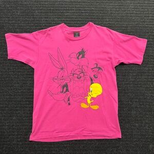 Vintage 1994 Looney Tunes T Shirt Pink Tweety Bugs Bunny Large Garment Graphics